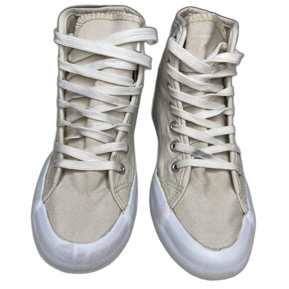 Canvas High-Top Sneakers Us In Sports Cream Off-White Womens 6 - Picture 5 of 7